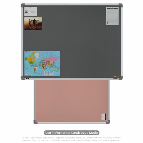 Image of Scholar Art Metis 3x4 Feet Bulletin Notice Board for Study Table & Kids Room | Vibrant & Versatile Crape Cloth + High Density Soft Board for Pinning Photos, Sticky Notes & Reminders (Grey)