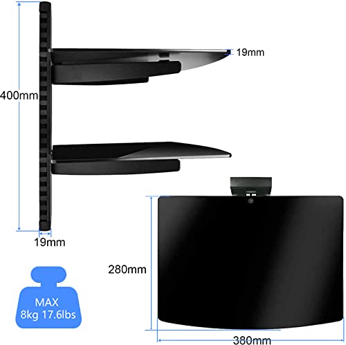 Suptek Speaker Mount, Floating Glass Shelf Wall Mount Bracket For Dvd Players/Cable Boxes/Games Consoles/Tv Accessories, 2 Shelves, Black Cs202 #TOP3