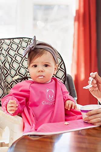 Baby Led Weaning BLW Long Sleeve Apron Bib with Suction Cups for Infant and Toddlers (Pink, 12+)2
