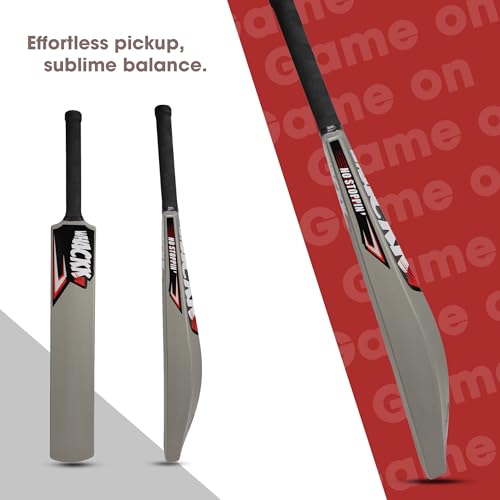 Image of WHACKK Double Blade Cricket Bat Full Size - Virgin Plastic Heavy-Duty Tennis & Turf Bat | Bigger Sweet Spot, Crack-Resistant | Tournament Standard Size 8 for Adults & Seniors (Grey)