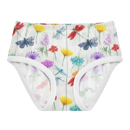 Vintage Wildflowers Dragonflies Panties Little Girl Girls Underwear Toddlers Cotton Funny Underpants Briefs 2t