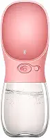 Bebedouro Portátil para Cães e Gatos 2 em 1 Garrafa de Água com Comedouro Anti Vazamento 500ml Ideal para Passeios e Viagens (Rosa, 500 ML)