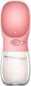Bebedouro Portátil para Cães e Gatos 2 em 1 Garrafa de Água com Comedouro Anti Vazamento 500ml Ideal para Passeios e Viagens (Rosa, 500 ML)