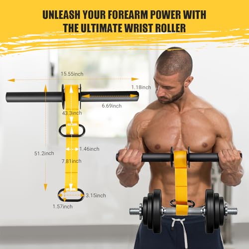 Forearm Strengthener and Wrist Roller, 43.3 in Or 51.2 in Ultra-Strong Nylon Webbing Wrist & Forearm Blaster with Quick Locking Mechanism, Durable Anti-Slip Grip Handles for Forearm Strength Training - Image 5