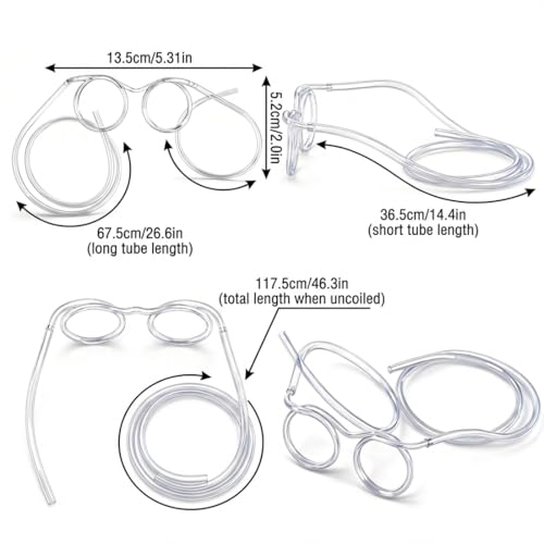Image of Silly Straws Glasses, Reusable Crazy Straws for Kids, Flexible Twisty Straws Fun Eyeglass Frame Drinking Straws, Novelty Party Favors Supplies for Birthday, Game, Christmas, Holiday Decorations