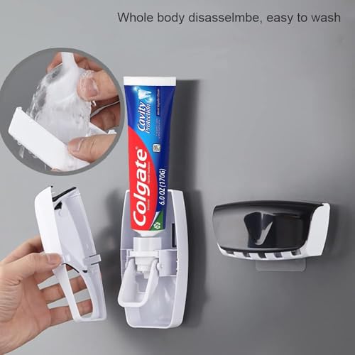 Image of Automatic Toothpaste Dispenser with Toothbrush Holder, Wall Mounted (Malti Colour)