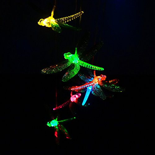Dragonfly Led Solar Wind Chime Night Light, Color-Changing (Green Dragonfly) #TOP3