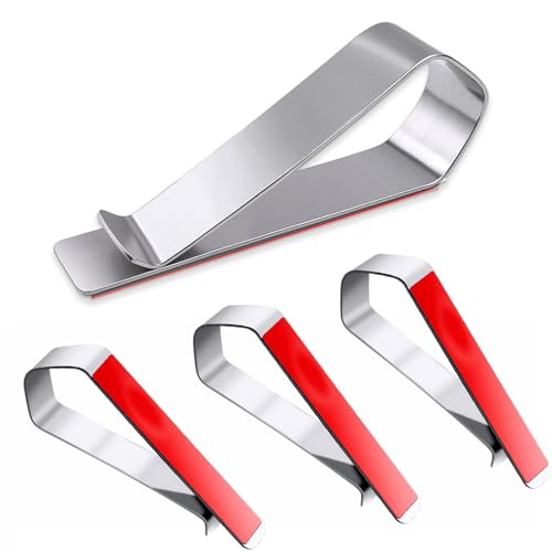 Jonfolk DIY Sun Visor Clips Stainless Steel Clips with 3M Adhesive for Custom Displays (Photo Frames Not Included) Strong Hold Accessory for Car Home & Office (4-Pack)