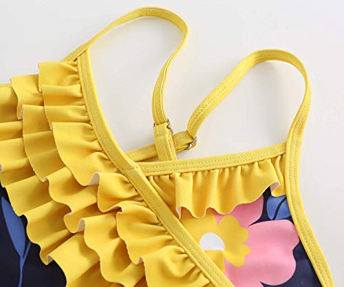 Image of Girls One Piece Swimsuits Hawaiian Ruffle Swimwear Beach Bathing Suit for Summer Vacation