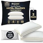 Rohi Gusseted Box Pillows 2 Pack Hotel Quality | 2” Thick Box Design with Extra Down Alternative Filling | Medium Firm Support for Side & Back Sleepers | Breathable & Hypoallergenic UK Made (45×70 cm)