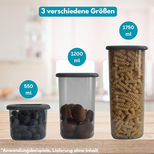 Vorratsdosen mit Deckel luftdicht diverse Sets Küchenorganizer Aufbewahrungsbox BPA frei stapelbare Vorratsbehälter für sämtliche Lebensmittel 'wie Zucker Mehl und Müsli' (4x 1200ml & 1x HLKauf-Block)