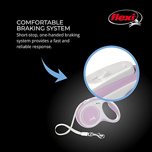 Flexi New Comfort einziehbare Hundeleine (Band), ergonomisch, robust und verhedderungsfrei, für Hunde bis zu 25 kg, 5 m, Größe M, Pink/Rosa