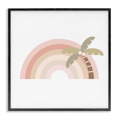 'Simple Tropical Pastel Rainbow Palm Tree'| Framed Giclee Art