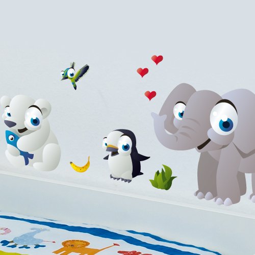 Adesivi murali Wandkings "Animali dello zoo" in kit XL - 30 adesivi su una superficie di circa 130 x 70 cm