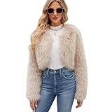 [GUREITOJP] レディース 毛皮コート フェイクファージャケット シンプル エコファー ショート丈アウター 保温 保暖 エレガント もふもふ 毛皮ブルゾン 細身 ウィンター おしゃれ 普段 成人式 発表会勤 ベージュ M