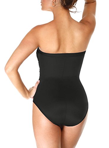 Miraclesuit Women's Swimwear Long Torso Solid Avanti Bandeau Underwire Bra One Piece Swimsuit with Removable Straps4