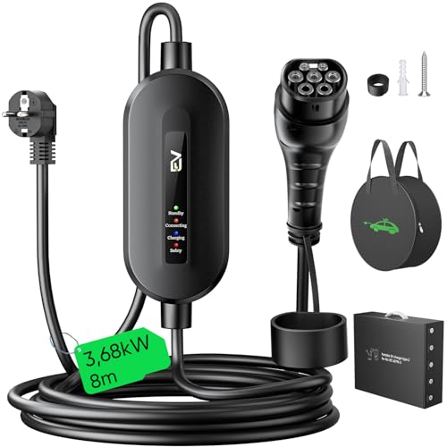 Evjuicion Electric car charging cable type 2, Schuko 3.68 kW (1 phase, 8 m, 16 A Evjuicion Electric car charging cable type 2, Schuko 3.68 kW (1 phase, 8 m, 16 A