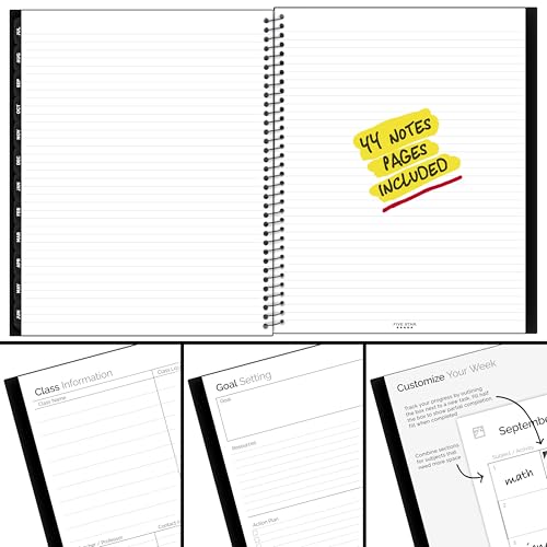 Image of Five Star Planner 2026-2027 Weekly & Monthly Academic 12-Month July-June Advance Student Planner + Study App, 8-1 /2 inch x 11 inch, Black (CAW65905)