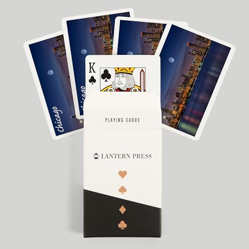 Baraja de Poker Lantern Press Chicago Skyline Noche miniatura 6