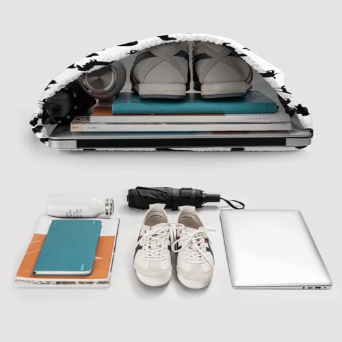 JAYWIS Black Dogs Rucksack mit Dackel-Motiv, mit Kordelzug, mit Reißverschlusstaschen, wasserabweisend, leicht, für Wandern und Fitnessstudio, verstellbare Träger, kompakt