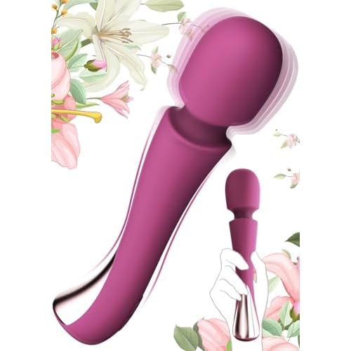 Wand Massagerstab für Frauen, leiser starker Vibrator mit 9 Vibrationsmodi, Silikon Sexspielzeug für die Frau, G-Punkt & Klitoris Stimulation, Vibrator für Solo oder Paare