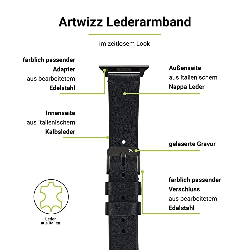 Artwizz WatchBand Leather kompatibel mit Apple Watch Series 11-1 & SE (42/41/40/38mm)… – Ansicht 2