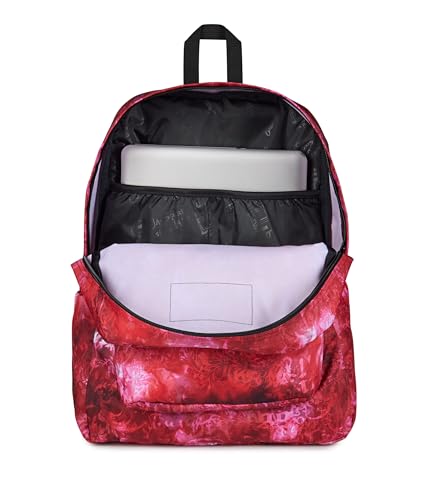Image of JanSport SuperBreak Plus Backpack with Padded 15-inch Laptop Sleeve and Integrated Bottle Pocket - Spacious and Durable Daypack for Work and Travel, Afflicted Dyed Red /White /Black