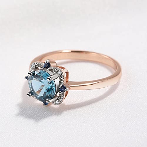 925 Sterling Silver Plated Platinum-set Topaz for Women's Engagement and Wedding Rings Blue Topaz Ring4