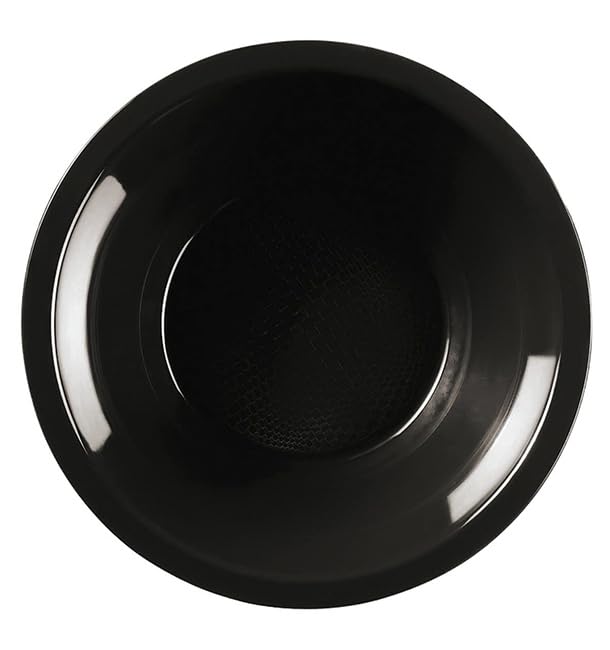 Monouso | 25 Platos Hondos Redondos de Plástico PP, Ø19.5cm, Negro, Reutilizables, Hasta 125 usos, Apto para Lavavajillas, Plástico Duro, Rígico, Reciclable, Ideal para Fiestas y Eventos.
