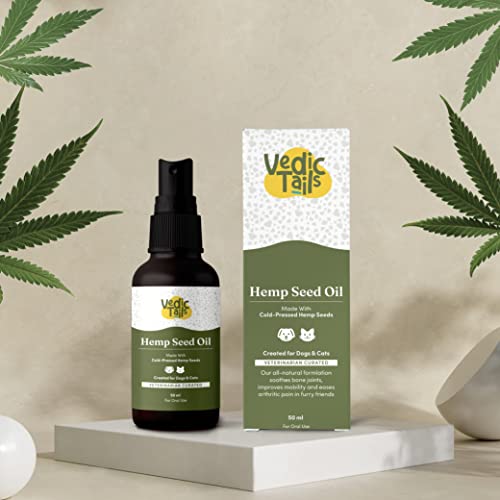 Hemp Seed Oil for Pets | 100% Natural | Pain Relief, Anxiety Reduction, and Skin Nourishment for Dogs & Cats | Anti-Inflammatory, Omega Supplement (3-6-9) | 50 ml