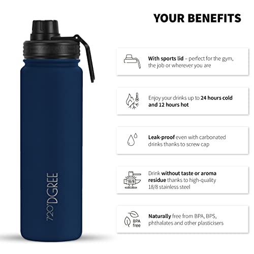 720°DGREE Vaccum Insulated Water Bottle + Infuser “noLimit“, 710ml, Leakproof, BPA-Free, Thermo Stainless Steel Flask - Image 2