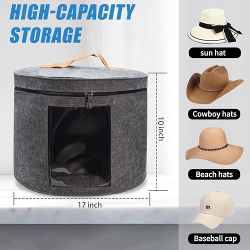 Women's Wide-Brimmed Hat Storage Box - Collapsible Travel Hat Case (Gray)  
Women's Travel Baseball Cap Collapsible Hat 