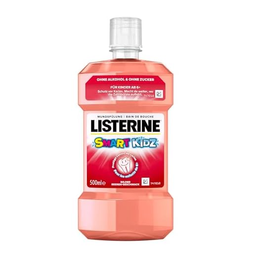 LISTERINE Smart Kidz Mild Berry (500 ml), für Kinder ab 6 Jahren, antibakterielle Mundspülung, Schutz vor Karies, ohne Alkohol & ohne Zucker