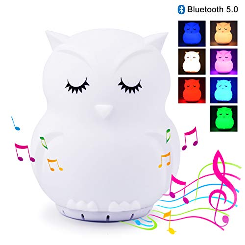 Kids Night Light with Bluetooth Speaker, LED Cute Animal Owl Nightlight, Portable Rechargeable