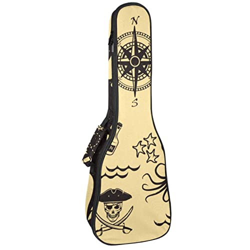 Sac à dos pour ukulélé de concert et soprano rembourré 10 mm avec motif carte de pirate