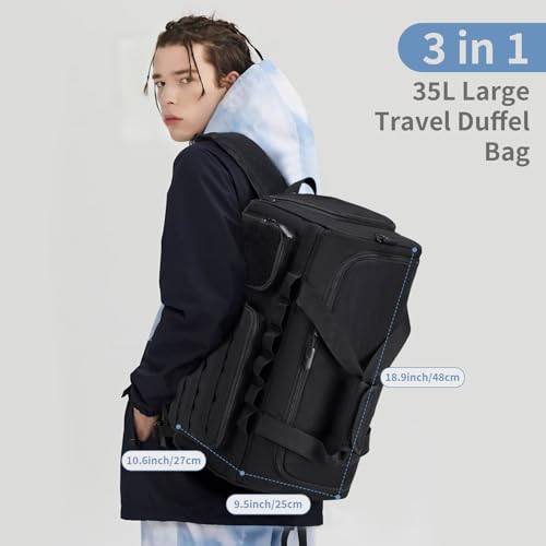 Gym Bags for Men Tactical Duffle Bag Sports Travel Bag Gym Weekender Overnight Backpack with Shoe Compartment and Wet Pocket 3 In 1 Tactical Military Backpack2