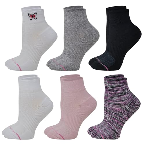 Dr. Motion Compression Quarter Socks For Women With Enhanced Cushion And Breathable Arch Support 6 Pairs3