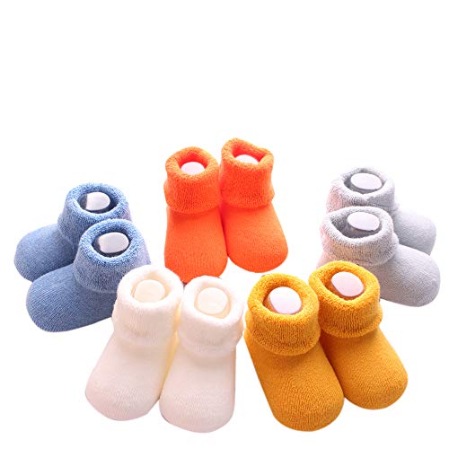 Sweetneed 5 Pares Calcetines Recien Nacido niño Calcetines de recién nacido Calcetines bebe niña Invierno 0-36 Meses