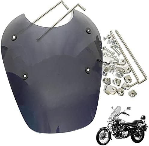 Bike Plastic Windscreen Visor Front Windshield Wind Deflectors (Black) for Bajaj Avenger 220 Cruise