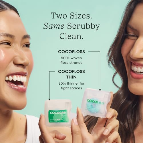 Image of Cocofloss Thin Dental Floss by COCOLAB, Tight Spaces, Mint Scent, 4-Pack