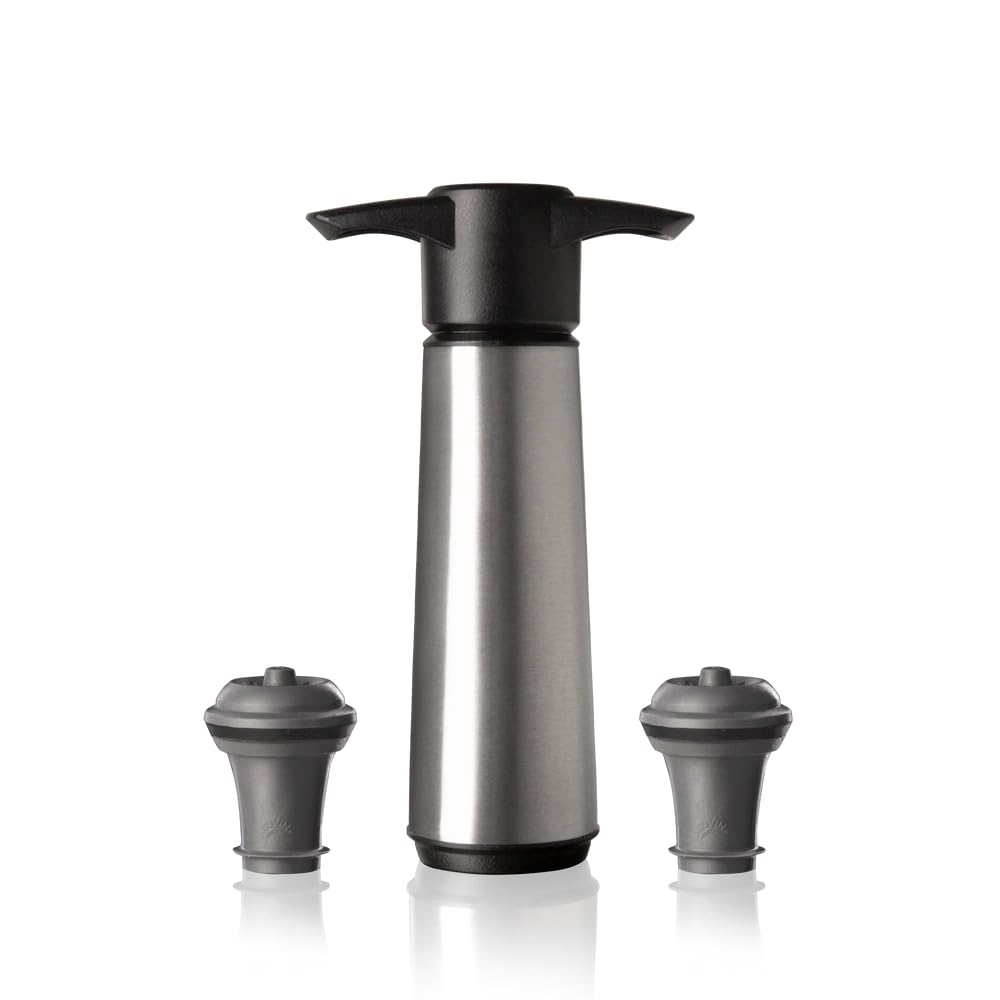 Vacu Vin Wine Saver Stainless Steel (1 Pump, 2 Stoppers), Silicone, Grey, einheitlich 6492606
