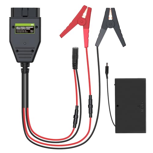 KAISAL 2-in-1-Kfz-ECU-Notstromversorgungskabel Memory Saver Stromversorgung über 12-V-Batterie und Batteriekasten OBD2-ECU-Kabel für Fahrzeuge Universal-Autobatterie-Ersatzwerkzeug