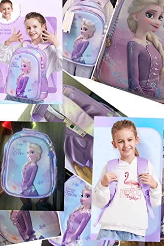 Hontubs 12"-17" Schoolbags, Primary School Students, Girls, Kindergarten Girls, Lightweight Children‘s Backpacks For Grades (3D Stereo Stamping Pinkish Purple 16") #TOP1