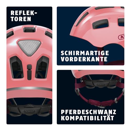 ABUS Fahrradhelm Youn-I 2.0 - mit Licht für Kinder, Jugendliche und junge Erwachsene - für Mädels und Jungs - Koralle, Größe M – Ansicht 3