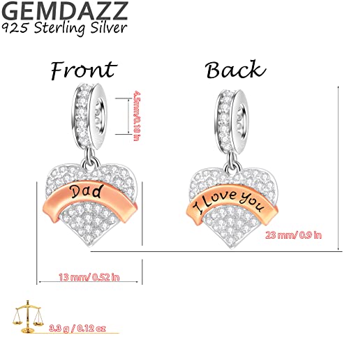 GEMDAZZ Family Theme Charm, 925 Sterling Silver Mother Father Daughter Son Sister Nana Wife Husband Grandma Friend Godmother Goddaughter Clear Pave Heart Pendant Beads, fit European Women Bracelet2