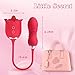 Rose Toy Vibrator for Woman,3 in 1 Clitoral Stimulator Tongue Licking Vibrator with Thrusting Vibrating Egg,G Spot Adult Sex Toy,Clitoral Vibrator Dildo Stimulator with 10 Modes