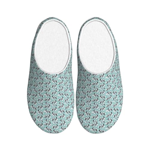 Pantoufles lavables à motif pingouin mignon avec semelle extérieure en TPR résistant