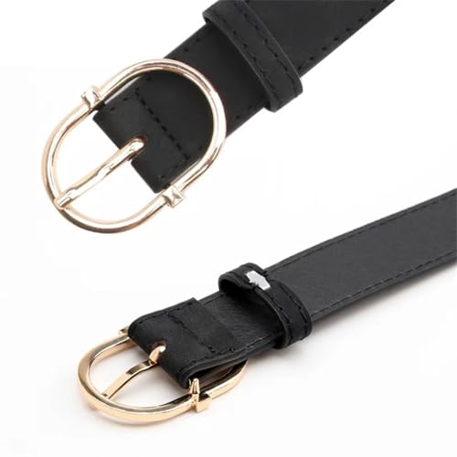 Women’S Soft Comfortable PU Leather Belt Alloy Golden Buckle 2.8Cm Wide Casual Waistband For Jeans Clothing4
