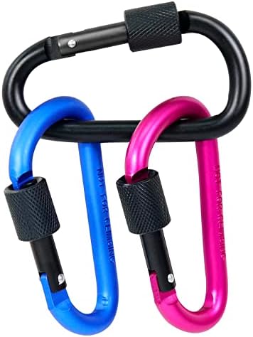Redamancy 3 pcs Carabiner Clips,Coloured D-Ring Locking Carabiner Clip Twist Lock Carabiners Keychain Clips Suitable for Camping,Hiking,Traveling,Water Bbottles