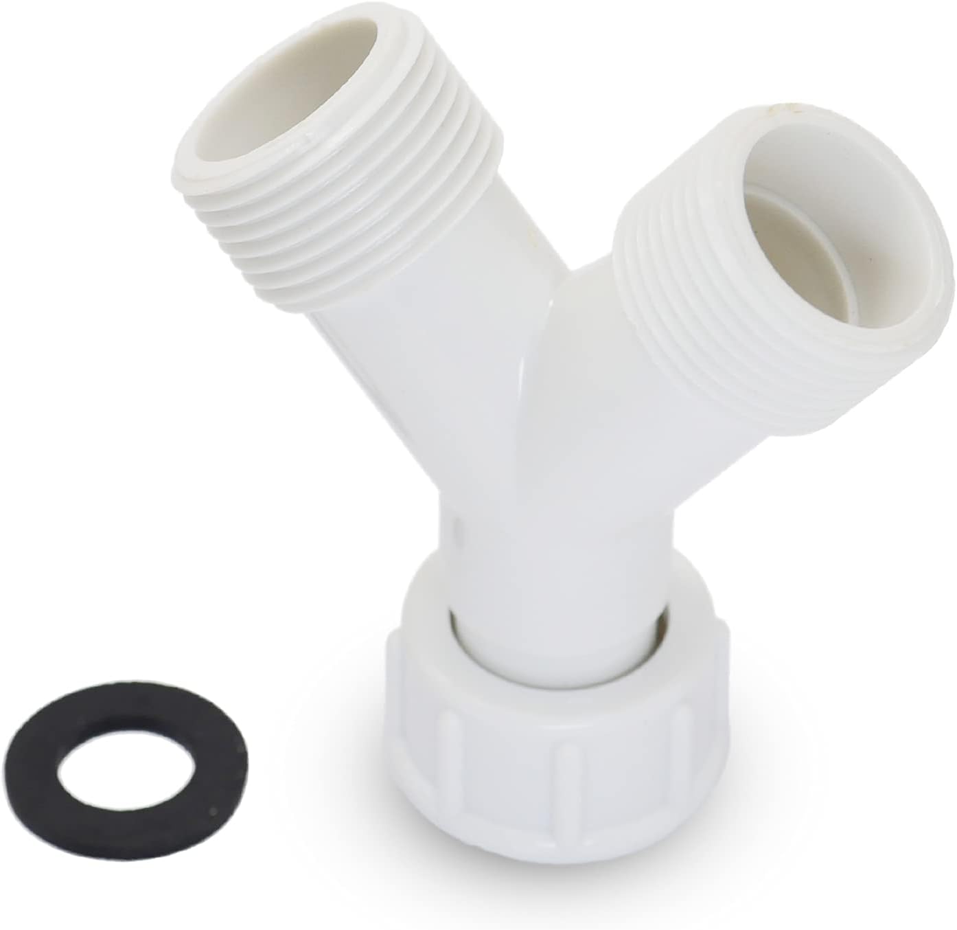 Plastic Appliance Inlet BSP Hose Y-Piece Splitter Connector, 3/4 inch Y Shape Splits 1 to 2 Pipe Connector for Washing Machine Dish Washer, White, 1 Pack